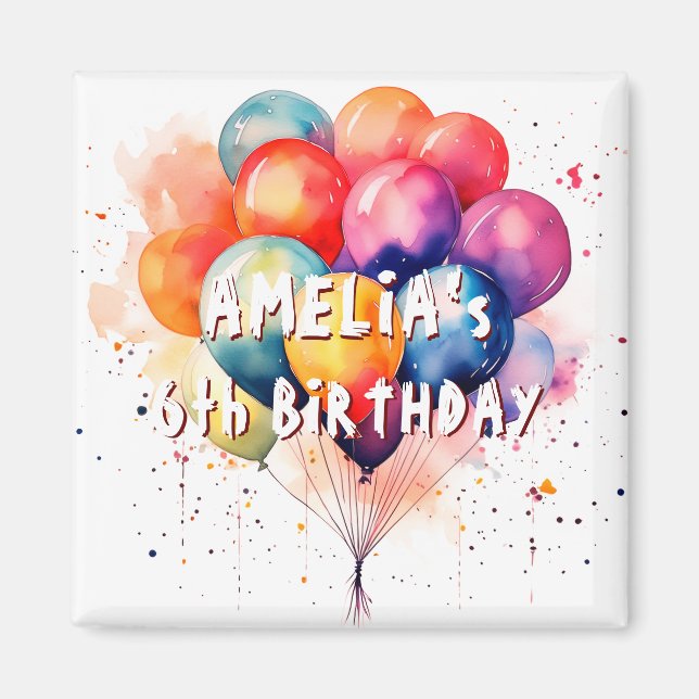 Farbenfrohe Balloons Kinder Happy Birthday Party Magnet (Vorne)