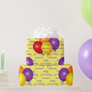 Farbenfrohe Balloons - Muster-Vorlage zum Geburtst Geschenkpapier