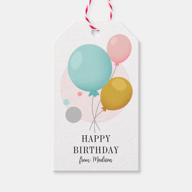 Farbenfrohe Balloons Personalisiert glücklich Gebu Geschenkanhänger (Vorderseite)