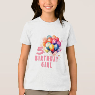 Farbenfrohe Balloons Wasserfarbe Geburtstagsmädche Tri-Blend Shirt