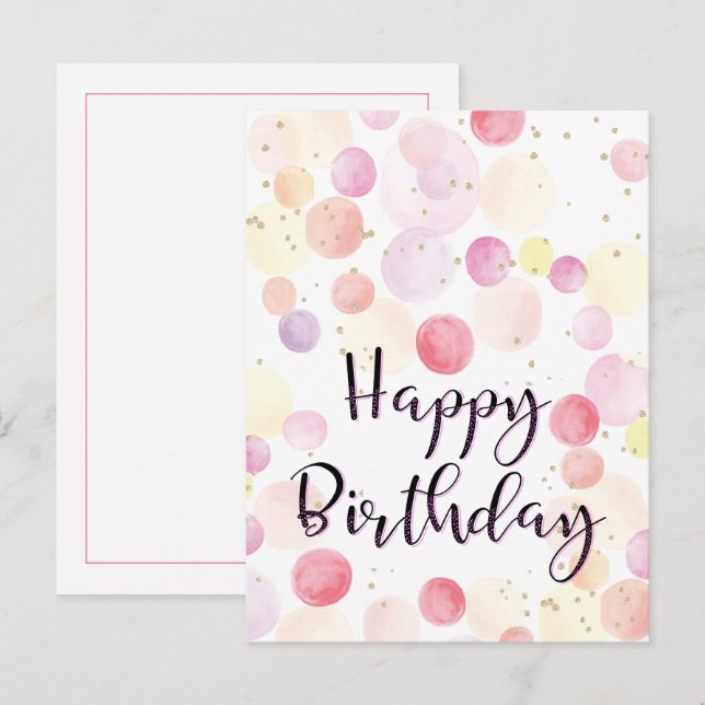Farbenfrohe Balloons zum Geburtstag Pink Postkarte (Vorne/Hinten)