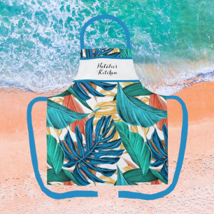 Farbenfrohe Banana-Blätter Nahtlose Muster Schürze