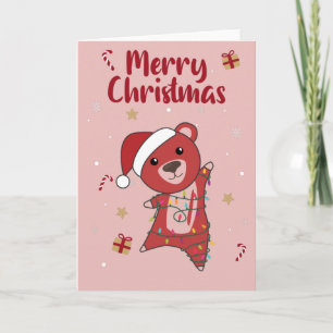 Farbenfrohe Bären Frohe Weihnachten Wintertiere Bä Karte