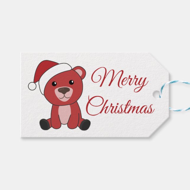 Farbenfrohe Bären Frohe Weihnachts Winter Tiere Bä Geschenkanhänger (Vorderseite (Horizontal))