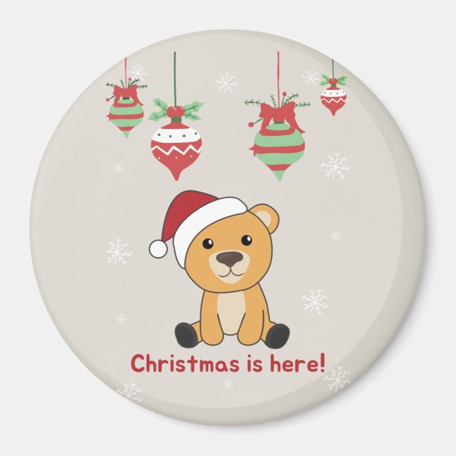 Farbenfrohe Bären Frohe Weihnachts Winter Tiere Bä Magnet (Vorne)