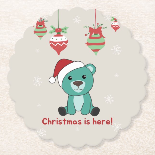 Farbenfrohe Bären Frohe Weihnachts Winter Tiere Bä Untersetzer (Vorderseite)