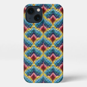 Farbenfrohe Bargello Stickerei Boho Chic Muster iPhone Hülle