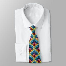 Farbenfrohe Bargello Stickerei Boho Chic Muster Krawatte