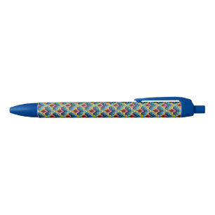 Farbenfrohe Bargello Stickerei Boho Chic Muster Kugelschreiber