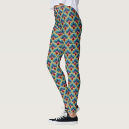 Farbenfrohe Bargello Stickerei Boho Chic Muster Leggings