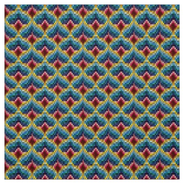 Farbenfrohe Bargello Stickerei Boho Chic Muster Stoff (Muster)