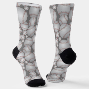 Farbenfrohe Baseballs Muster Grau Socken