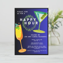 Farbenfrohe Basic Happy Hour Einladung