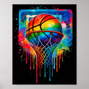 Farbenfrohe Basketball Baller Basketball-Basketbal Poster