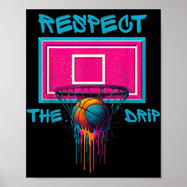 Farbenfrohe Basketball-Drilling Color Splash Hoop  Poster (Vorne)