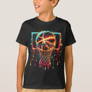 Farbenfrohe Basketball-Drilling Color Splash Hoop  T-Shirt