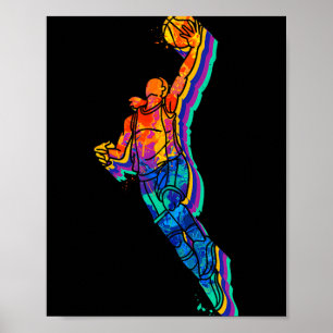Farbenfrohe Basketball Dunk Abstrakt Sport Tank Poster