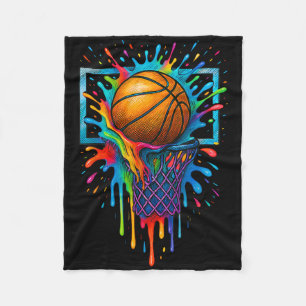 Farbenfrohe Basketball Farbe Splash Hoop Netz Slam Fleecedecke