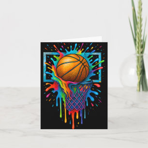 Farbenfrohe Basketball Farbe Splash Hoop Netz Slam Karte