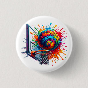 Farbenfrohe Basketball-Gefärbte Krawatte - Farbpal Button