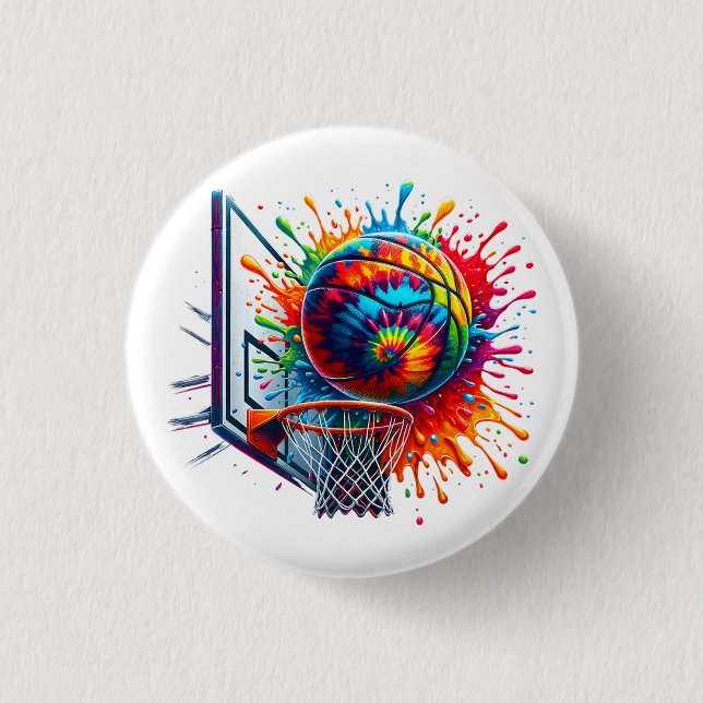 Farbenfrohe Basketball-Gefärbte Krawatte - Farbpal Button (Vorderseite)