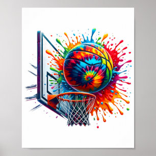 Farbenfrohe Basketball-Gefärbte Krawatte - Farbpal Poster