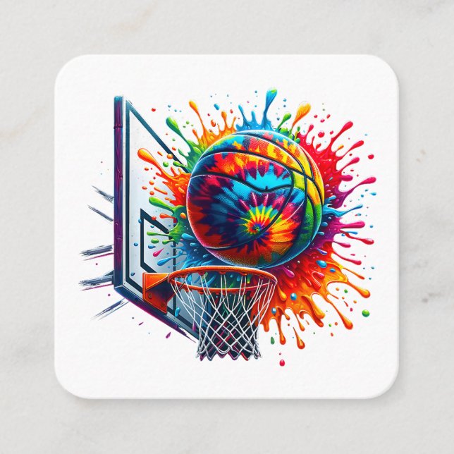 Farbenfrohe Basketball-Gefärbte Krawatte - Farbpal Quadratische Visitenkarte (Vorderseite)