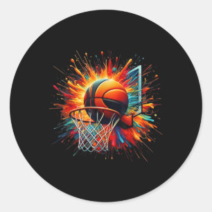 Farbenfrohe Basketball-Gefärbte Krawatte Farbschla Runder Aufkleber