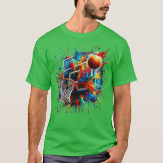 Farbenfrohe Basketball-Gefärbte Krawatte Farbschla T-Shirt