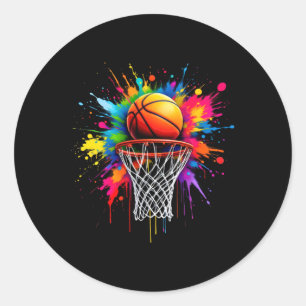 Farbenfrohe Basketball-Gefärbte Krawatte Runder Aufkleber