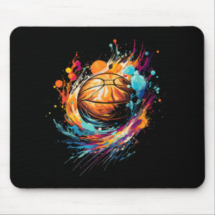 Farbenfrohe Basketball Gefärbte Krawatte Splash Ba Mousepad