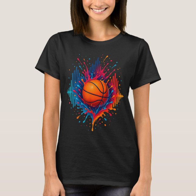Farbenfrohe Basketball Gefärbte Krawatte Splash So T-Shirt (Vorderseite)