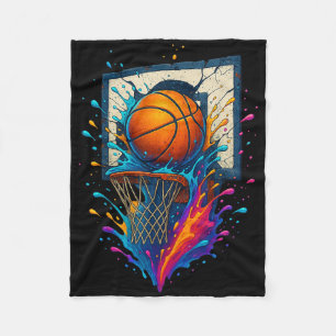 Farbenfrohe Basketball Slam Dunk Splash Hoop Backb Fleecedecke