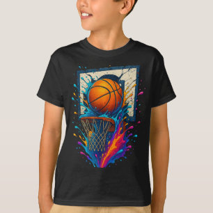 Farbenfrohe Basketball Slam Dunk Splash Hoop Backb T-Shirt