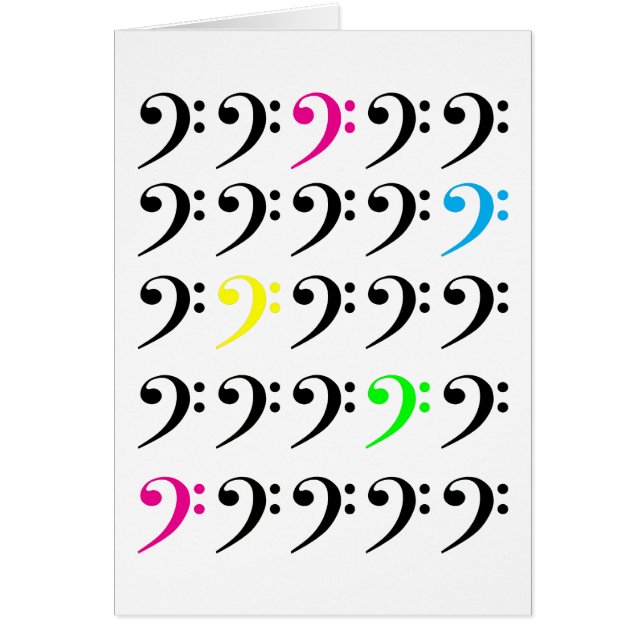 Farbenfrohe Bass Clef Card (Vorne)