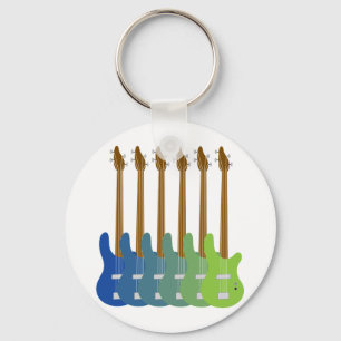 Farbenfrohe Bass Guitars Schlüsselanhänger