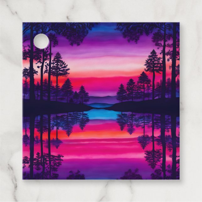 Farbenfrohe Batik Forest Art Geschenketiketts Geschenkanhänger (Vorderseite)