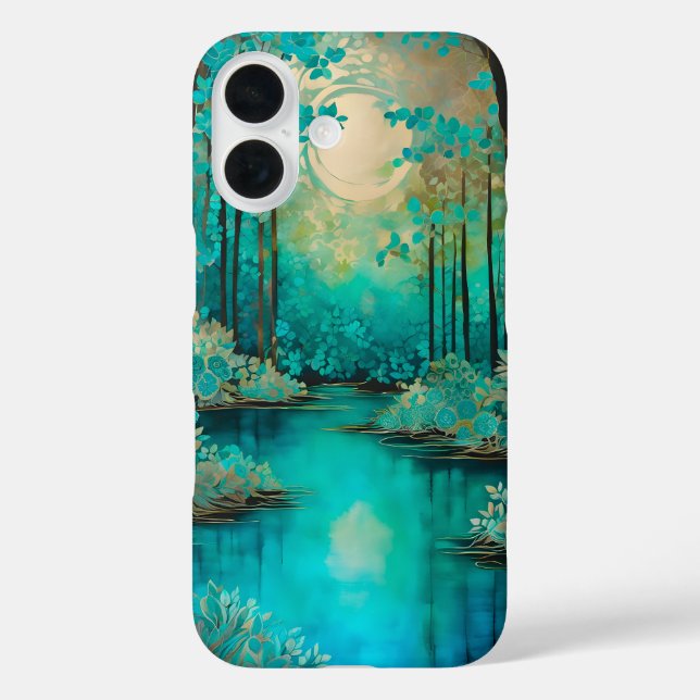Farbenfrohe Batik Forest Art iPhone Case (Rückseite)