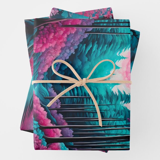 Farbenfrohe Batik Forest Art Wrapping Paper Shees Geschenkpapier Set (Von Creator hochgeladen)