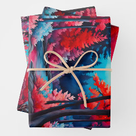 Farbenfrohe Batik Forest Art Wrapping Paper Shees Geschenkpapier Set