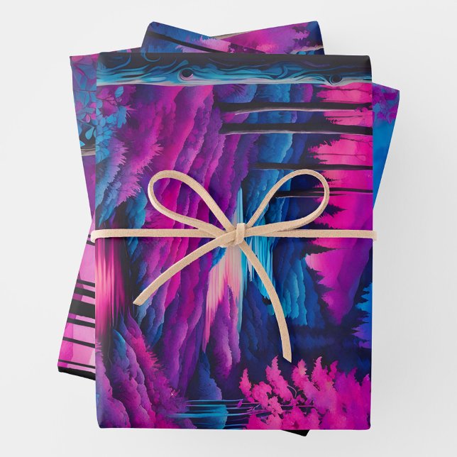 Farbenfrohe Batik Forest Art Wrapping Paper Shees Geschenkpapier Set (Von Creator hochgeladen)