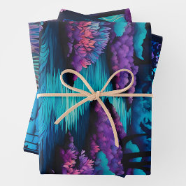 Farbenfrohe Batik Forest Art Wrapping Paper Shees Geschenkpapier Set