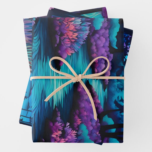 Farbenfrohe Batik Forest Art Wrapping Paper Shees Geschenkpapier Set (Von Creator hochgeladen)