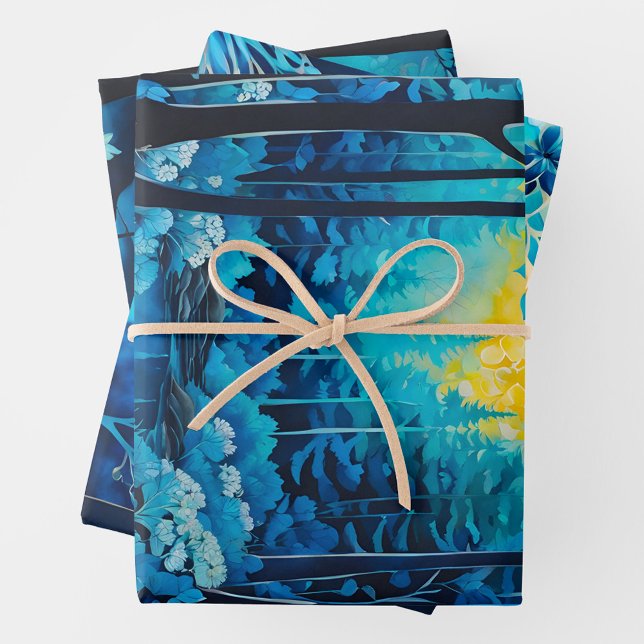 Farbenfrohe Batik Forest Art Wrapping Paper Shees Geschenkpapier Set (Von Creator hochgeladen)