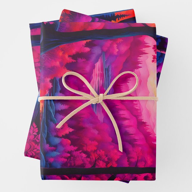 Farbenfrohe Batik Forest Art Wrapping Paper Shees Geschenkpapier Set (Von Creator hochgeladen)