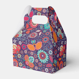 Farbenfrohe Batik-Illustration Natur Blumenmuster Geschenkschachtel