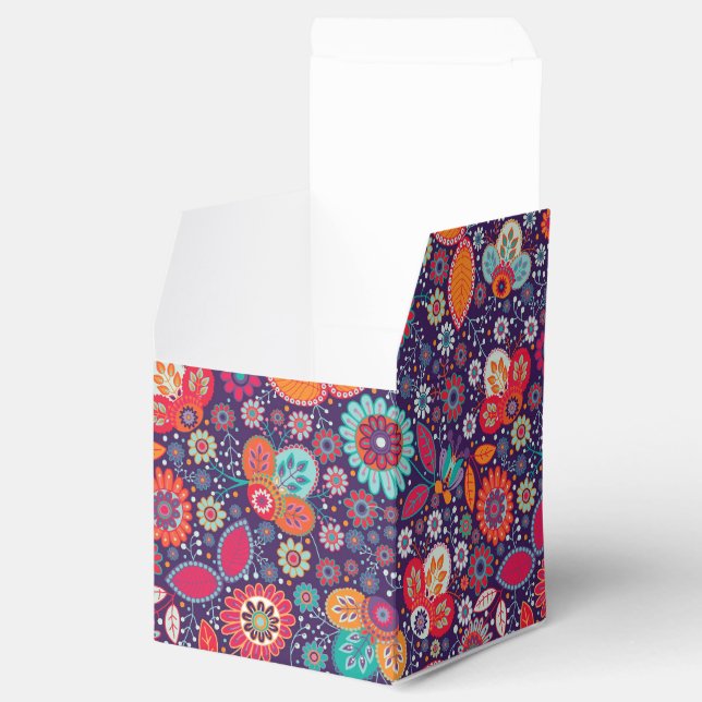 Farbenfrohe Batik-Illustration Natur Blumenmuster Geschenkschachtel (Geöffnet)
