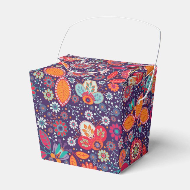 Farbenfrohe Batik-Illustration Natur Blumenmuster Geschenkschachtel (Vorderseite)