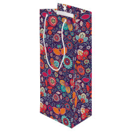 Farbenfrohe Batik-Illustration Natur Blumenmuster Geschenktüte Für Weinflaschen