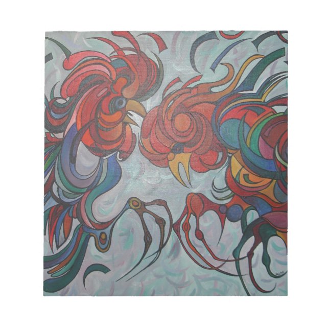 Farbenfrohe Bauernhofrooster Notizblock (Vorderseite)